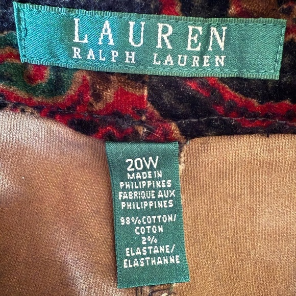 LAUREN RALPH LAUREN Vintage Velvet Paisley Preppy Colorful Y2K Pants Size 20W - Picture 8 of 8